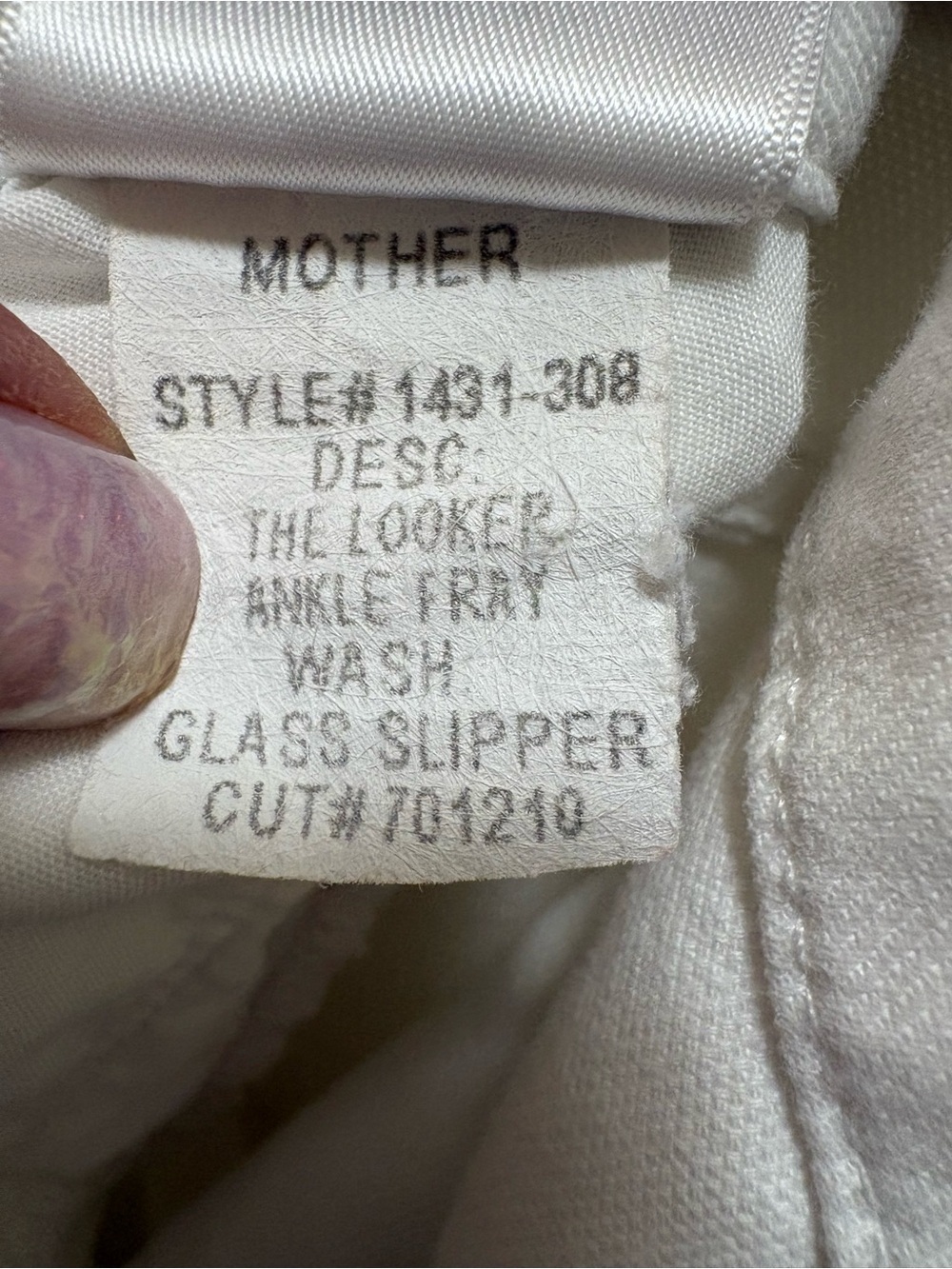 MOTHER The Looker Ankle Fray Jeans Glass Slipper White Raw Hem Skinny Size 25 - Picture 8 of 16